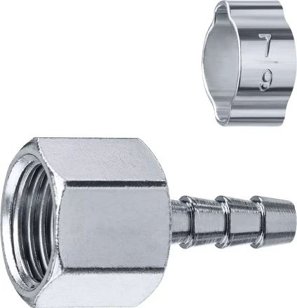 ЗУБР штуцер елочка, 6 мм - 1/4F, переходник с обжимным хомутом, Профессионал (64923-1/4-06) купить в Когалыме