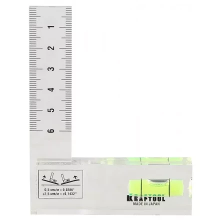 Угольник-уровень KRAFTOOL "PRO" "CRYSTAL", 1 ампула, шкала 60мм 1-34867 купить в Когалыме