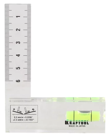 Угольник-уровень KRAFTOOL "PRO" "CRYSTAL", 1 ампула, шкала 60мм 1-34867 купить в Когалыме