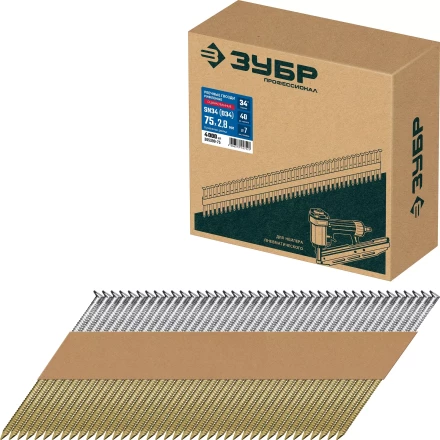 ЗУБР SN34 (D34) 75 х 2.8 мм, реечные гвозди рифленые оцинкованные, 4000 шт (305399-75) купить в Когалыме