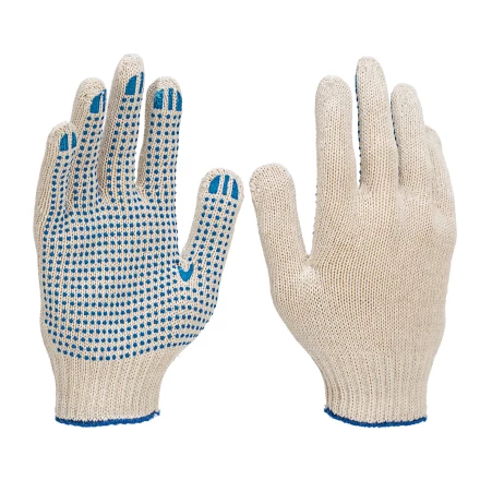 Перчатки трикотажные усиленные, с ПВХ точкой, 7 класс вязки Россия 677725 купить в Когалыме