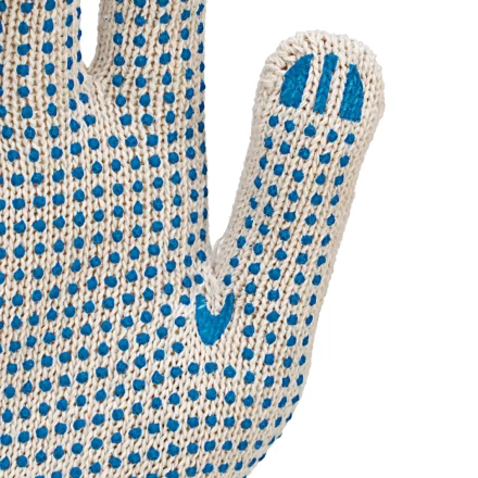 Перчатки трикотажные усиленные, с ПВХ точкой, 7 класс вязки Россия 677725 купить в Когалыме