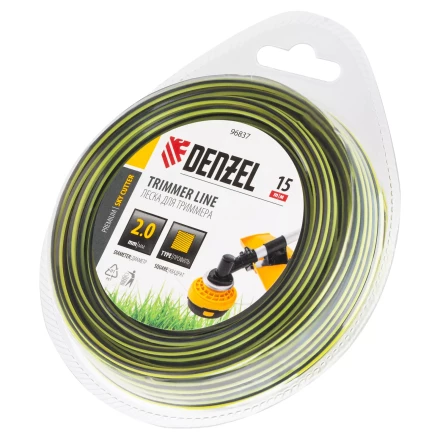 Леска для триммера двухкомпонентная квадратная, 2,0мм х 15м, блистер SkyCutter Denzel 96837 купить в Когалыме