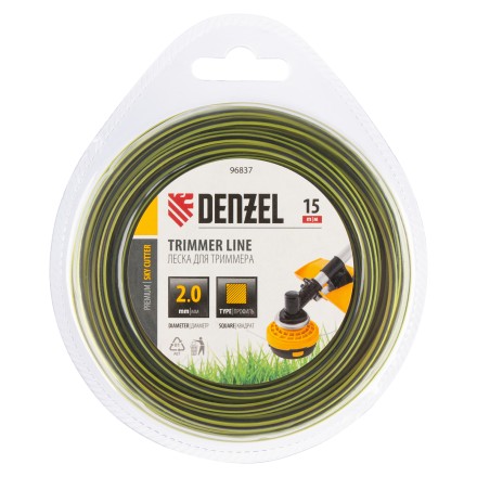 Леска для триммера двухкомпонентная квадратная, 2,0мм х 15м, блистер SkyCutter Denzel 96837 купить в Когалыме