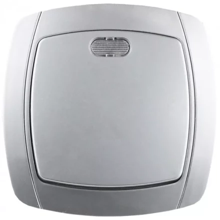 Выключатель СВЕТОЗАР "АКЦЕНТ" одноклавишный в сборе, с подсветкой, цвет серебристый металлик, 10А/~250В SV-54231-SM купить в Когалыме