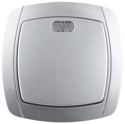 Выключатель СВЕТОЗАР "АКЦЕНТ" одноклавишный в сборе, с подсветкой, цвет серебристый металлик, 10А/~250В SV-54231-SM купить в Когалыме