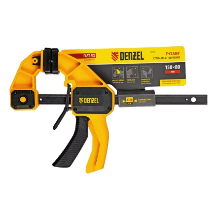 Струбцина F-образная Denzel, быстрозажимная, 150 х 80 мм, усиленный нейлоновый корпус 20505 купить в Когалыме