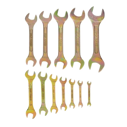 Набор ключей рожковых Сибртех 15281, 6-32 мм, 12 шт, желтый цинк купить в Когалыме