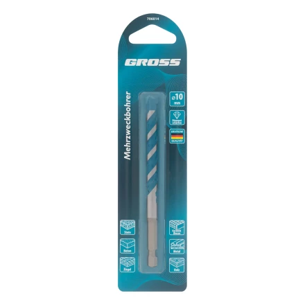 Сверло универсальное Gross, Multipurpose PRO, 6-гр. хвостовик, 10мм купить в Когалыме