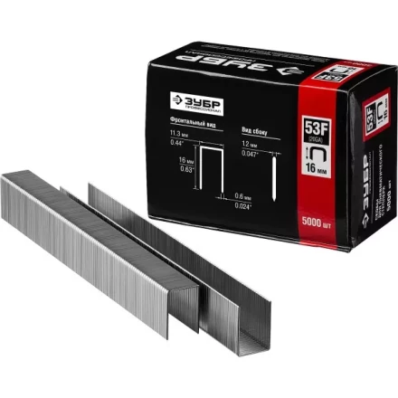 Скобы тип 53F, 16 мм, особотвердые, ЗУБР &quot;ПРОФЕССИОНАЛ&quot; 31950-16, 5000 шт 31950-16 купить в Когалыме