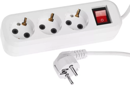 Удлинитель СИБИН электрический, ПВС сечение 0,75кв мм, 3 гнезда, макс мощн 2200Вт, 5м, заземление, выключатель 55036-5 купить в Когалыме