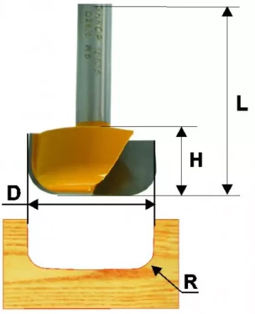 Фреза пазовая фасонная Ф28.6Х13 мм R63 мм хвостовик 8 мм 46130 купить в Когалыме
