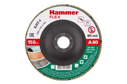Круг Лепестковый Торцевой (КЛТ) HAMMER КЛТ 1 Ф150х22 Р80 213-029 купить в Когалыме