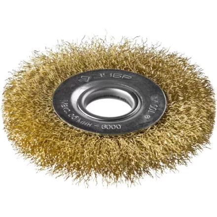 ЗУБР "ПРОФЕССИОНАЛ". Щетка дисковая для УШМ, витая стальная латунированная проволока 0,3мм, 100х22мм 35187-100_z01 купить в Когалыме