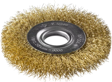 ЗУБР "ПРОФЕССИОНАЛ". Щетка дисковая для УШМ, витая стальная латунированная проволока 0,3мм, 100х22мм 35187-100_z01 купить в Когалыме