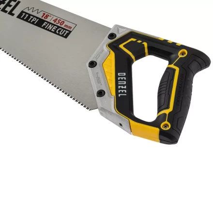 Ножовка по дереву, 450 мм, 9 TPI, зуб 3D, металлопластиковая рукоятка Denzel 24140 купить в Когалыме