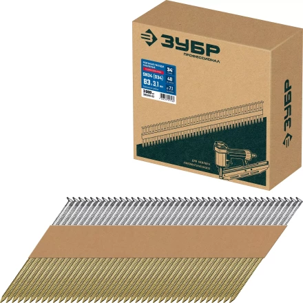 ЗУБР SN34 (D34) 83 х 3.1 мм, реечные гвозди рифленые оцинкованные, 3000 шт (305399-83) купить в Когалыме