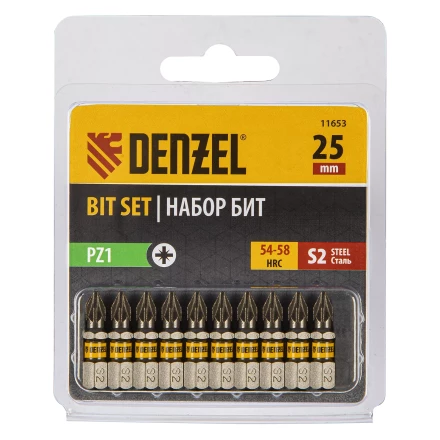 Бита PZ1х25, сталь S2, шестигранный профиль, 10 шт. Е 6,3 Denzel 11653 купить в Когалыме