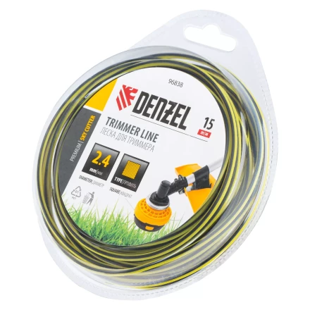 Леска для триммера двухкомпонентная квадратная, 2,4мм х 15м, блистер SkyCutter Denzel 96838 купить в Когалыме