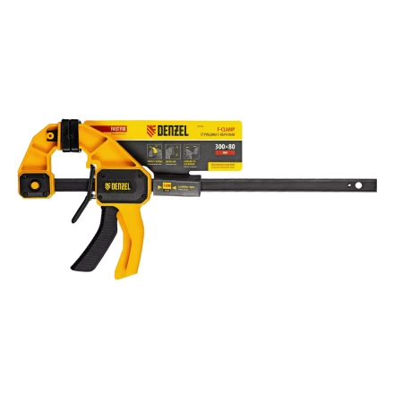 Струбцина F-образная Denzel, быстрозажимная, 300 х 80 мм, усиленный нейлоновый корпус, 20506 купить в Когалыме