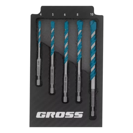 Набор сверл универсальных Gross 706017, Multipurpose PRO, 6-гр. хвостовик, 4-10мм, 5шт купить в Когалыме