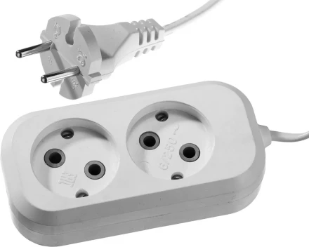 Удлинитель СИБИН электрический, ШВВП сечение 0,75кв мм, 2 гнезда, макс мощн 1300Вт, 3м 55091-3 купить в Когалыме