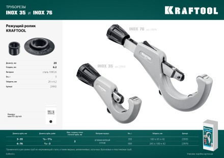 Режущие ролики для трубореза KRAFTOOL по нержавеющим трубам 23992 купить в Когалыме