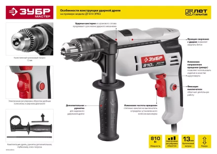 Дрель ударная ДУ-810 ЭРМ2 серия МАСТЕР купить в Когалыме