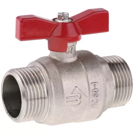 Кран ЗУБР шаровой 1/2" полнопроходной "папа-папа", бабочка, никелированная латунь 51355-N-1/2 купить в Когалыме