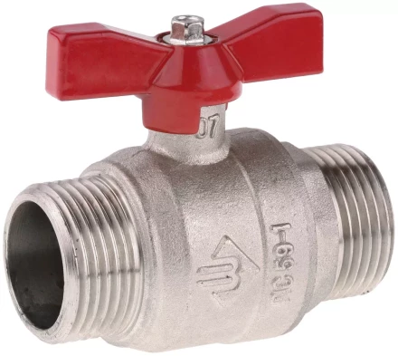 Кран ЗУБР шаровой 1/2" полнопроходной "папа-папа", бабочка, никелированная латунь 51355-N-1/2 купить в Когалыме