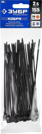 Кабельные стяжки черные КОБРА с плоским замком нейлоновые пакет серия ПРОФЕССИОНАЛ купить в Когалыме