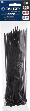 Кабельные стяжки черные КОБРА с плоским замком нейлоновые пакет серия ПРОФЕССИОНАЛ купить в Когалыме