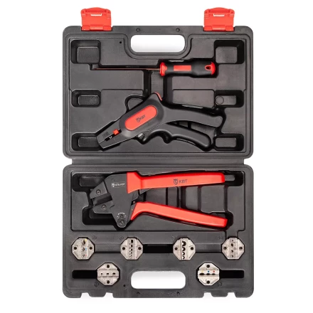 Универсальный набор инструментов КВТ СКМ-1 для опрессовки и снятия изоляции с отверткой для замены матриц (102351) купить в Когалыме