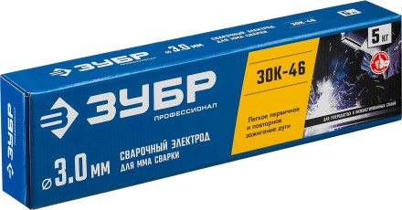 ЗУБР Д 3.0 х 350 мм, 5 кг в коробке, ЗОК-46 рутил-целлюлозный, электрод сварочный, Профессионал (40035-3.0) купить в Когалыме