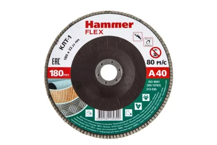 Круг Лепестковый Торцевой (КЛТ) HAMMER КЛТ 1 Ф180х22 Р40 213-030 купить в Когалыме