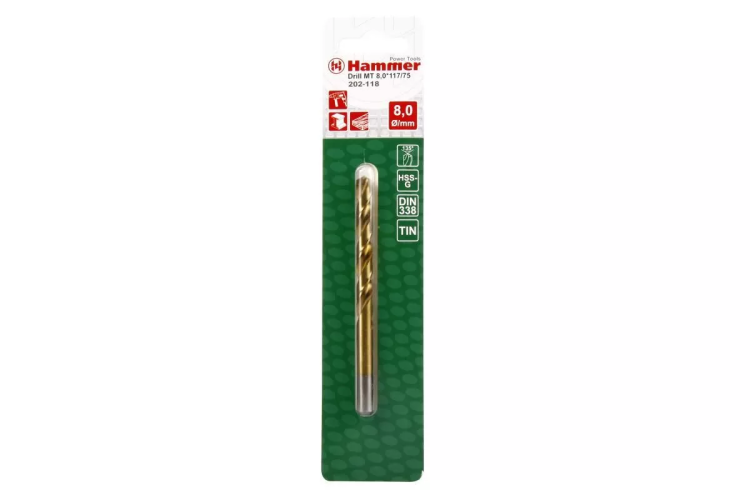 Сверло по металлу HAMMER Ф8х117мм (DR MT 8,0мм*117/75мм) купить в Когалыме