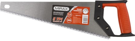 Ножовка по дереву (пила) MIRAX Universal 400 мм, 5 TPI, рез вдоль и поперек волокон, для крупных и средних заготовок 1502-40_z01 купить в Когалыме