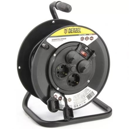 Удлинитель силовой на кабельной катушке 25м 4 розетки с крышкой IP44 16А серия УХз16 DENZEL 95907 купить в Когалыме