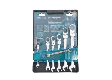 Набор ключей комбинированных с трещоткой, 8 - 19 мм, 7шт., шарнирные, CrV GROSS 14891 купить в Когалыме