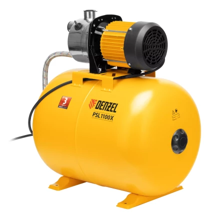 Насосная станция Denzel 97311, PSL1100X, 1100 Вт, 3600 л/ч, ресивер 50 л, подъем 45 м, нержавейка купить в Когалыме