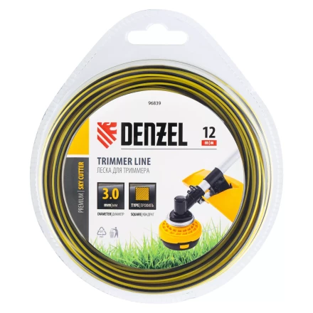 Леска для триммера двухкомпонентная квадратная, 3,0мм х 12м, блистер SkyCutter Denzel 96839 купить в Когалыме