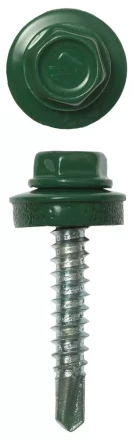 Саморезы ЗУБР "ПРОФЕССИОНАЛ" окраш., RAL 6002 зелен. лист, для крепл. кров. матер. к дерев. обреш., 4.8х29мм, 2500шт 4-300310-48-029-6002 купить в Когалыме