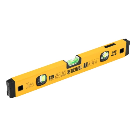Уровень алюминиевый Denzel 33690, магнит., фрезерованный, 3 глазка (1 зеркал.), 0,5 мм/м, 400 мм купить в Когалыме