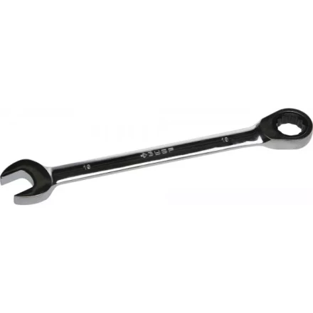 Ключ ЗУБР "ПРОФИ" гаечный комбинированный трещоточный, Cr-V сталь, хромированный, 19мм 27074-19 купить в Когалыме