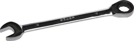 Ключ ЗУБР "ПРОФИ" гаечный комбинированный трещоточный, Cr-V сталь, хромированный, 19мм 27074-19 купить в Когалыме