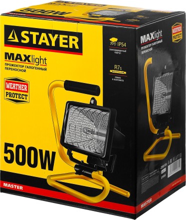 Прожектор STAYER &quot;MASTER&quot; MAXLight галогенный, переносной с подставкой, черный, 500Вт 57116-B купить в Когалыме