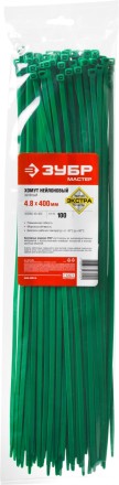 Хомуты нейлоновые ЗУБР &quot;МАСТЕР&quot; зеленые, 4,8 мм x 400 мм, 100 шт 309060-48-400 купить в Когалыме