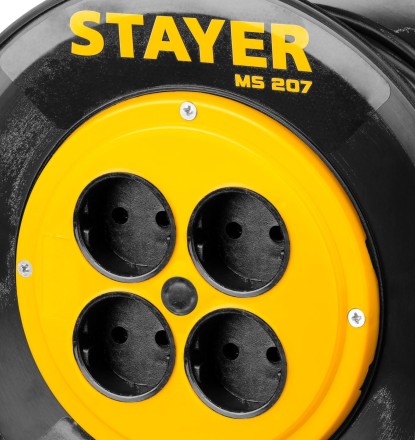 Удлинитель на катушке &quot;MS 207&quot;, 50 м, 2200 Вт, 4 гнезда, ПВС 2x0,75 мм2, STAYER 55073-50 купить в Когалыме