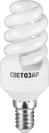 Энергосберегающая лампа СВЕТОЗАР &quot;КОМПАКТ&quot; спираль,цоколь E14(миньон),Т2,теплый белый свет(2700 К), 10000час, 9Вт(45) 44351-09_z01 купить в Когалыме