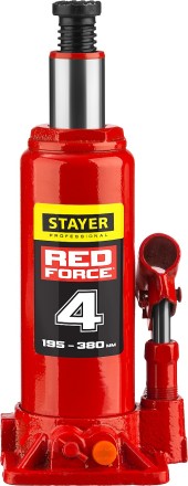 Домкрат гидравлический бутылочный &quot;RED FORCE&quot;, 4т, 195-380 мм, в кейсе, STAYER 43160-4-K 43160-4-K_z01 купить в Когалыме